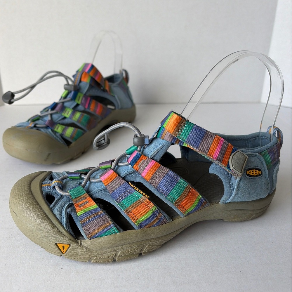 Keen Newport H2 Waterproof Sandals Blue Rainbow Striped Womens 5 1006569
